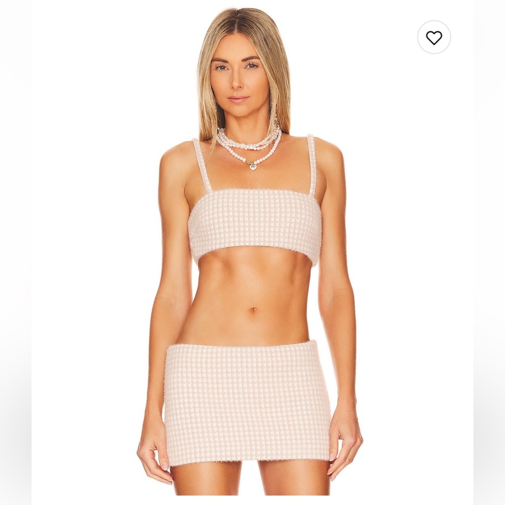 Beautiful cream, pink and silver MAJORELLE mini skirt lined with side zipper